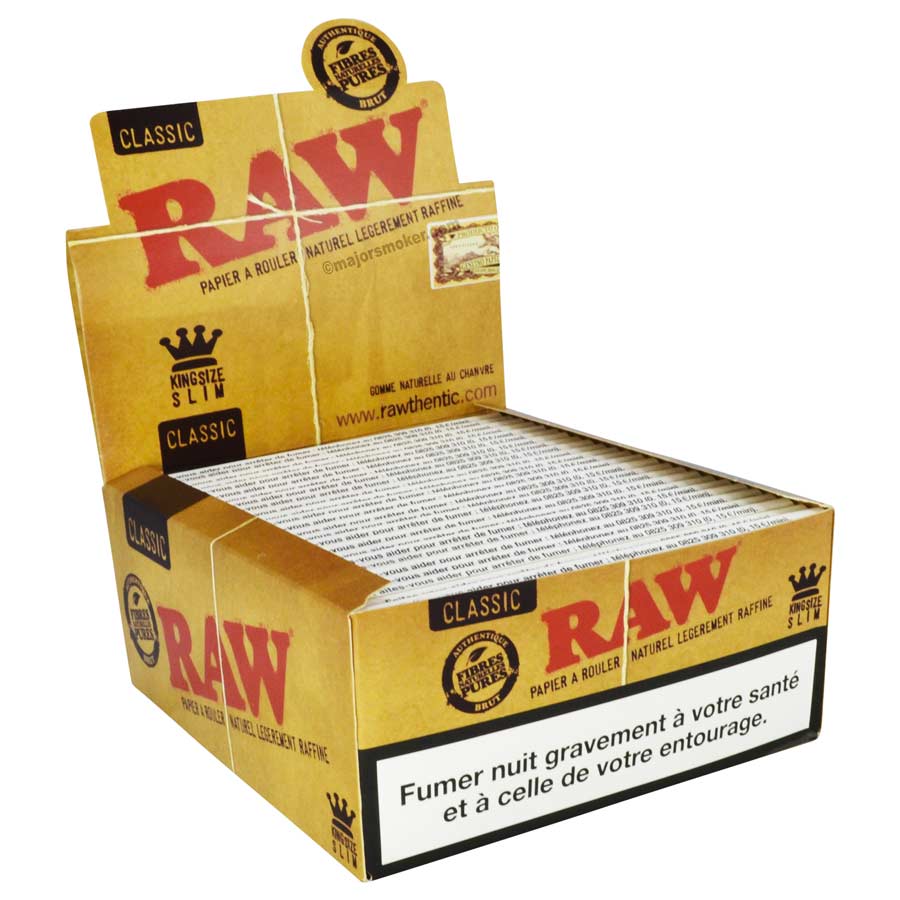 Feuilles à rouler RAW Slim non blanchies - Boîte de 50 carnets
