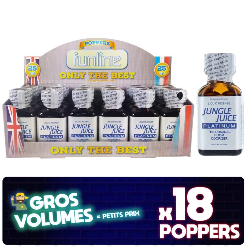 Poppers Jungle Juice Platinium, display poppers Jungle Juice Platinium, boite de poppers, Poppers Jungle Juice Platinium pas cher, poppers stimulant, aphrodisiaque, Poppers petit prix