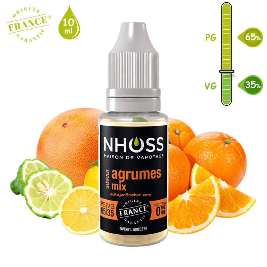 E-liquide NHOSS, Nhoss fruit mix agrumes, E-liquide, e liquide, e- liquide agrumes, e liquide saveur agrumes mix, e-liquide pas cher, eliquide, eliquid France, e-liquide France, e liquide français, e liquide français pas cher, PG 65% / VG 35%, PG 50% / VG 50%