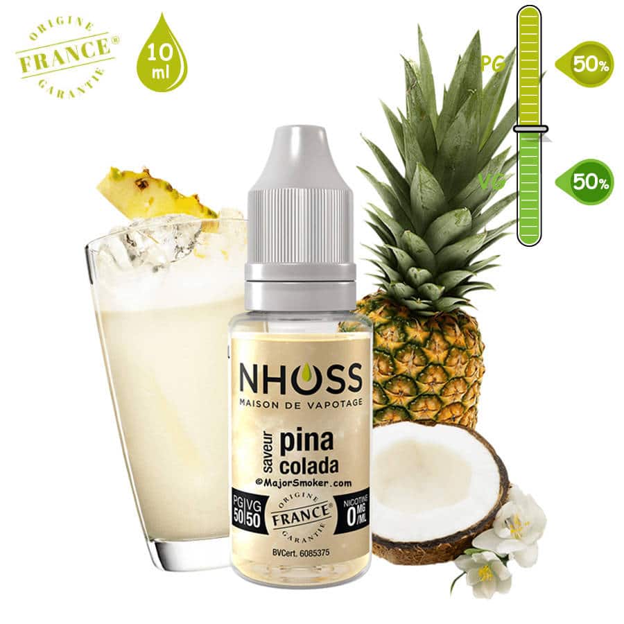 E-liquide NHOSS, Nhoss Pina Colada, E-liquide, e liquide, e- liquide pina colada, e liquide saveur pina colada, e-liquide pas cher, eliquide, eliquid France, e-liquide France, e liquide français, e liquide français pas cher, PG 65% / VG 35%, PG 50% / VG 50%