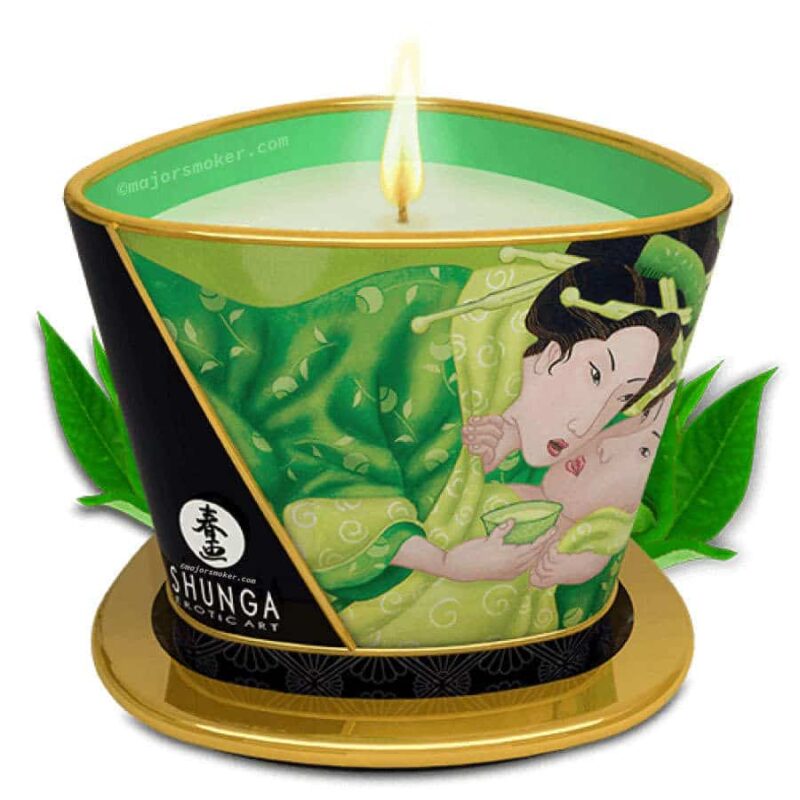 Bougie-Chandelle-Huile-Massage-SHUNGA-Thé-Vert-pas-cher-MajorSmoker.com bougies de massage canderella, bougie de massage à petit prix, , bougie massage pas cher, massage a la bougie, bougie huile de massage, massage bougie, bougie de massage bio ,bougie aphrodisiaque, shunga, huile de massage shunga, shunga erotic art, massage shunga