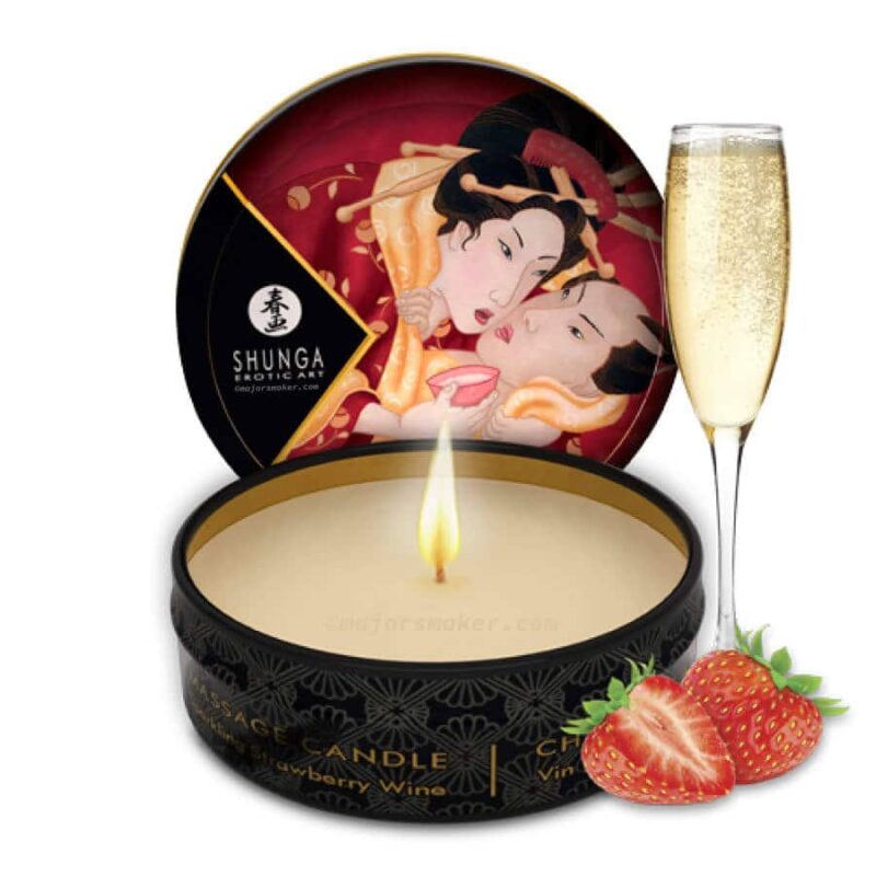 Bougie-Huile-Massage-SHUNGA-Fraise-pas-cher-MajorSmoker.com bougie huille massage shunga fraise, bougies de massage canderella, bougie de massage, bougie massage pas cher, massage a la bougie, bougie huile de massage, massage bougie, massage à la bougie, bougie de massage bio, bougie aphrodisiaque, shunga, huile de massage shunga, shunga erotic art, harunobu shunga, massage shunga
