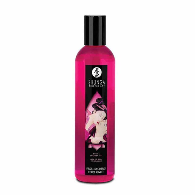 shunga, gel moussant, gel bain moussant shunga cerise, gel bain moussant, gel bain comestible, gel douche, bain moussant