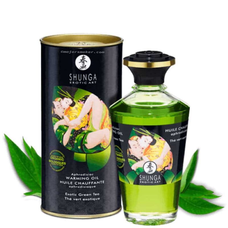 SHUNGA-Huile-de-massage-Chauffante-Comestible-pas-cher-Thé-Vert-Exotique-MajorSmoker.com huille massage thé vert menthe shunga, huile massage comestible, huile massage chauffant, huile massage pas cher, massage chauffant, huile de massage, huile massage aphrodisiaque, shunga, huile de massage shunga