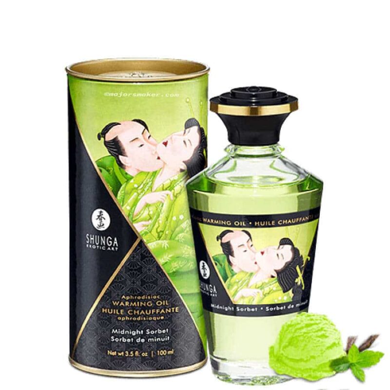 SHUNGA-Huile-de-massage-Chauffante-comestible-pas-cher-Sorbet-MINUIT-MajorSmoker.com huille massage sorbet menthe shunga, huile massage comestible, huile massage chauffant, huile massage pas cher, massage chauffant, huile de massage, huile massage aphrodisiaque, shunga, huile de massage shunga