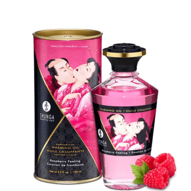 huille massage framboise shunga, huile massage comestible, huile massage chauffant, huile massage pas cher, massage chauffant, huile de massage, huile massage aphrodisiaque, shunga, huile de massage shunga