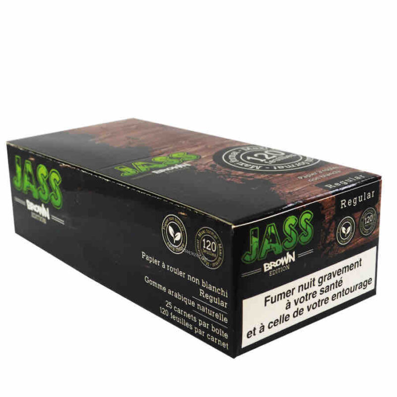 boite de feuille regular pas cher, feuille jass brown, feuille a rouler pas cher, feuille regular pas cher, feuille jass, jass brown edition, boite de 25 carnets jass brown, jass paper, grossiste feuille a rouler, carnet de feuille a roulre