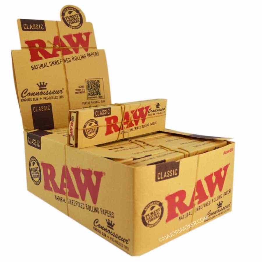 RAW, Feuille à Rouler slim + Tips pre-rolled En Carton RAW Classic