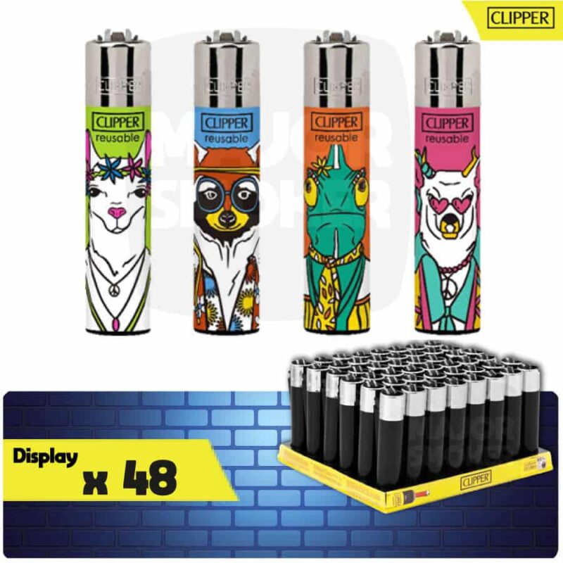 Clipper-briquet-Large-pas-cher-display-Hippie-1-majorsmoker.com briquet à pierre rechargeable, lot briquet clipper large, briquet clipper pas cher, briquet clipper grand, clipper hippie, clipper hippy, clipper animal