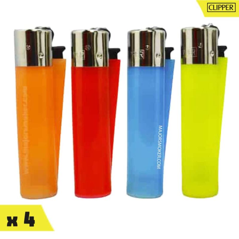 clipper-fluo-couleur-X4-majorsmoker.com clipper briquet, briquets pas cher, lot de briquets, clipper transparent, clipper couleur