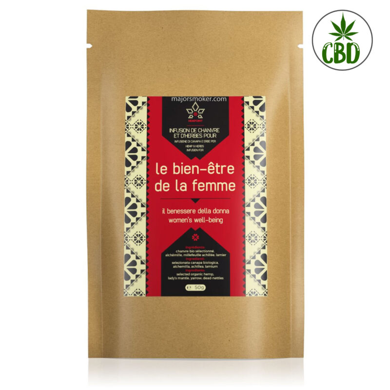 Infusion-Chanvre-Bio-Bien-Etre-de-la-Femme--50g-Hempoint-MajorSmoker.com infusion chanvre bio, infusion chanvre, infusion bio, infusion sérénité et digestion, tisane cbd, cbd tisane, tisane au cbd, cbd infusion, faire un infusion de cbd infusion cbd pas cher, fleur de cbd infusion
