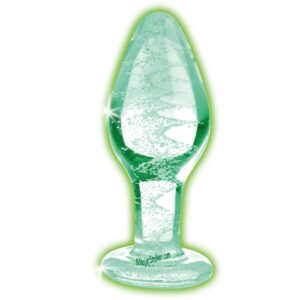 Plug phosphorescent en verre Glow, plug sextoy, plug d’anus, sextoy anal, plug anal bijou, stimulateur anal, butt plug, plug anal verre, plug anal silicone, plug anal bois