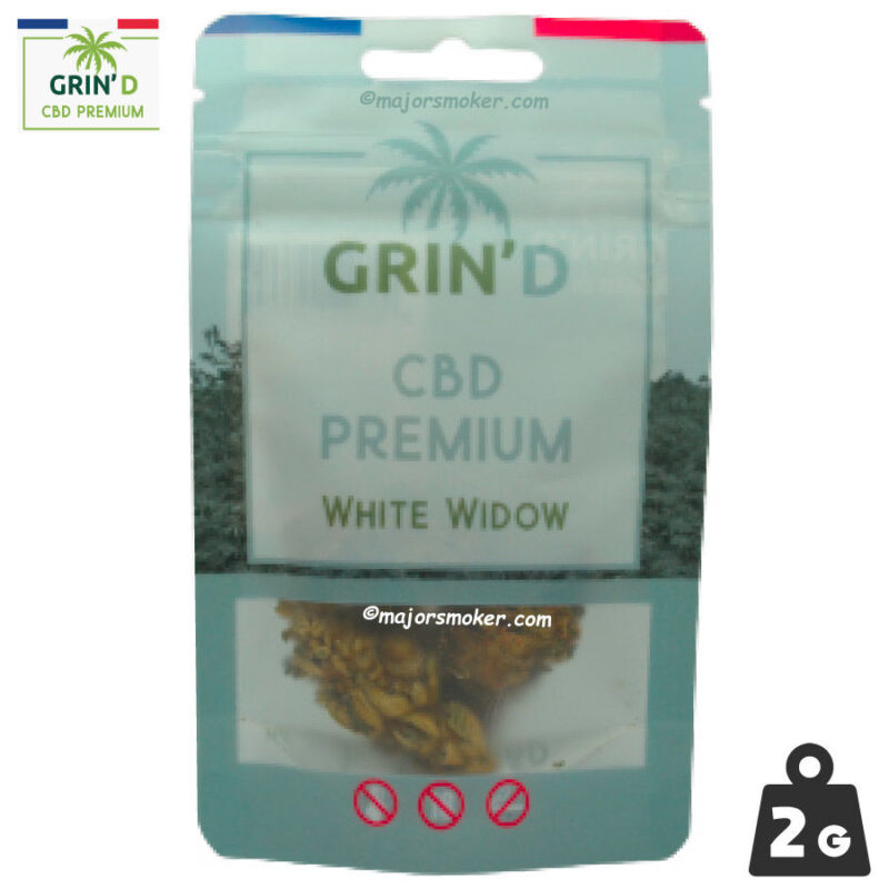 Grin'D-CBD-White-Widow-2-gr-Fleur-de-CBD-majorsmoker.com White widow, white widow thc, white widow cbd, fleurs de white widow cbd, achat cbd, cbd effet, cristaux cbd, cbd bienfaits, cbd achat, cbd dosage, grinder, Grin’D, grinder card