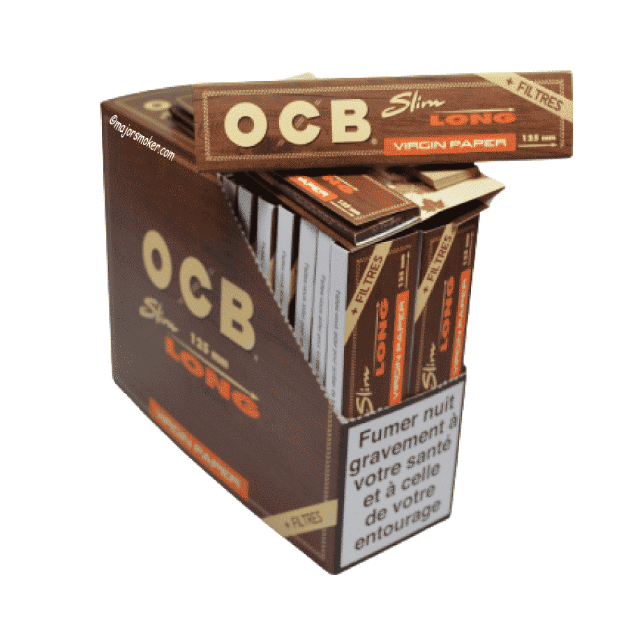 Carton de 32 Paquets grandes Feuilles à rouler OCB Slim blanchies