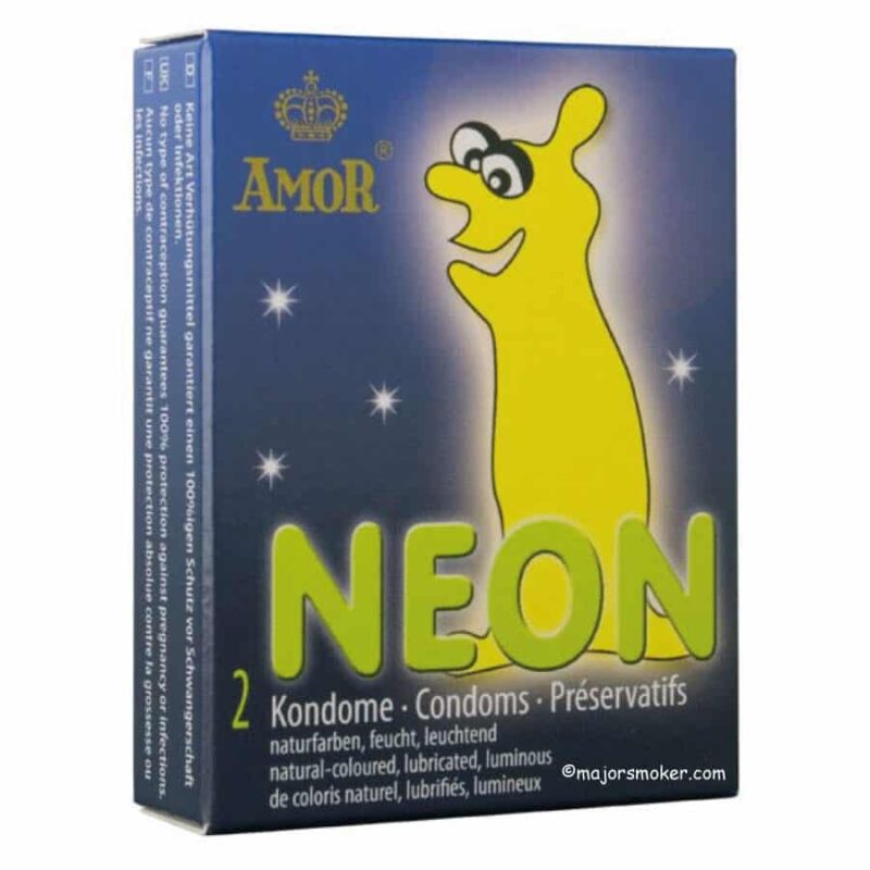 preservatif fluo, phosphorescent candom, phosphorescents glowing, preservatifs phosphorescents glowing EXS x 3, preservatifs phosphorescents, capote phosphorescente, capote fluo, preservatifs fluo, capote qui brille dans le noir, amor, neon amor, préservatif phosphorescent neon amor