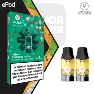 epod classic vert, capsule epod ice classic vert, vuse capsule tabac menthe, vype tabac menthol, vuse capsule epod ice classic vert, recharge epod taabc menthe, cartouche epod ice classic vert