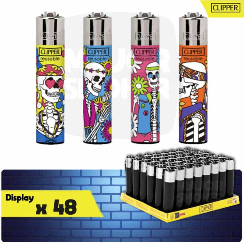 Briquet à pierre rechargeable, lot briquet clipper large, briquet clipper pas cher, briquet clipper grand, clipper hippie, clipper skull, clipper tête de mort