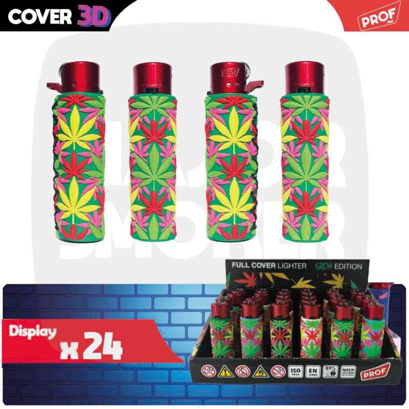 Briquet-PROF_cover-color-leaf-cannabis-X24-DISPLAY--majorsmoker.com briquet cover, briquet prof, prof color leaves, briquet color leaves, briquet color leaves prof, prof color leaves briquet, briquet cover pas cher, briquet pas cher,