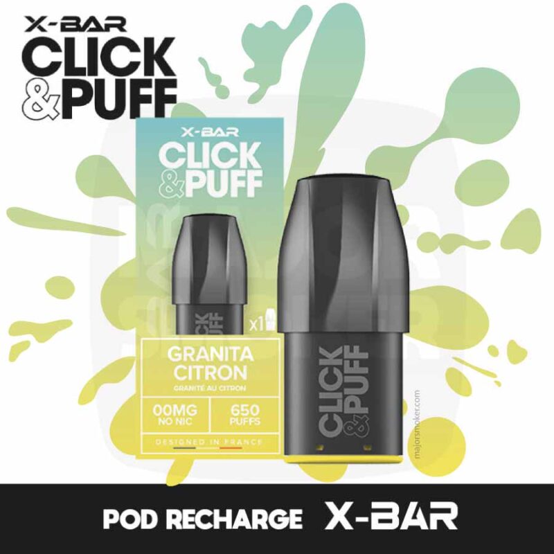 xbar-click-and-puff-granita-citron-majorsmoker.com x-bar click & puff granita citron, pods x-bar citron granita, granita citron x-bar