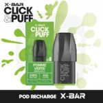 puff rechargeable, cigarette réutilisable, e-cig rechargeable, xbar rechargeable, x-bar réutilisable, xbar responsable, puff responsable, xbar puff, xbar, bo xbar, xbar sans nicotines, puff xbar, xbar pomme verte pod, recharge xbar pomme verte, pod click & puff greeen apple