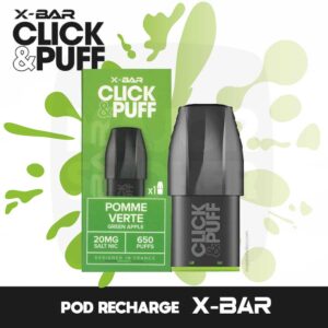 puff rechargeable, cigarette réutilisable, e-cig rechargeable, xbar rechargeable, x-bar réutilisable, xbar responsable, puff responsable, xbar puff, xbar, bo xbar, xbar sans nicotines, puff xbar, xbar pomme verte pod, recharge xbar pomme verte, pod click & puff greeen apple