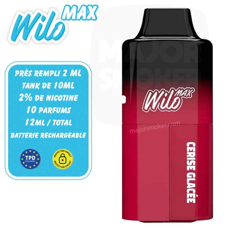 PUFF-rechargeable-wilo-max-nicotine-cerise-glacée-majorsmoker.com wilo max, wilo puff, puff wilo, puff wilo max, puff rechargeable nicotine, puff 5000 nicotine, puff 5k, 5k tafs puff, puff 5k nicotine, puff 5k avec nicotine, puff wilo 5000, wilo max 5000, wilo max puff nicotine, recharger puff wilo, wilo max prix, prix puff wilo,