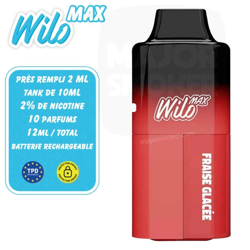 PUFF-rechargeable-wilo-max-nicotine-fraise-glacée-majorsmoker.com wilo max, wilo puff, puff wilo, puff wilo max, puff rechargeable nicotine, puff 5000 nicotine, puff 5k, 5k tafs puff, puff 5k nicotine, puff 5k avec nicotine, puff wilo 5000, wilo max 5000, wilo max puff nicotine, recharger puff wilo, wilo max prix, prix puff wilo,