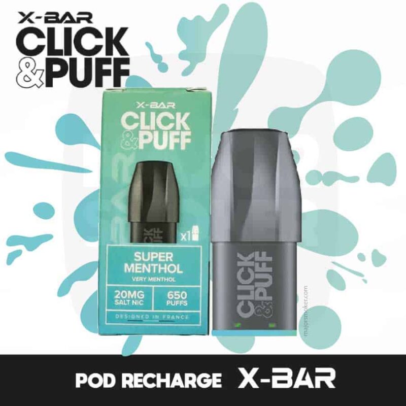 Pod-super-menthol-xbar-click-and-puff-majorsmoker.com puff rechargeable, cigarette réutilisable, e-cig rechargeable, xbar rechargeable, x-bar réutilisable, xbar responsable, puff responsable, xbar puff, xbar, bo xbar, xbar sans nicotines, puff xbar, xbar cigarette, xbar cigarette, xbar prix, puff x bar, x bar puff, x bar, xbar click&puff, click and puff x bar, x bar clic and puff, x bar clic, xbar click and puff rechargeable, xbar fraise mangue pod, recharge xbar fraise mangue, pod click and puff super menthol