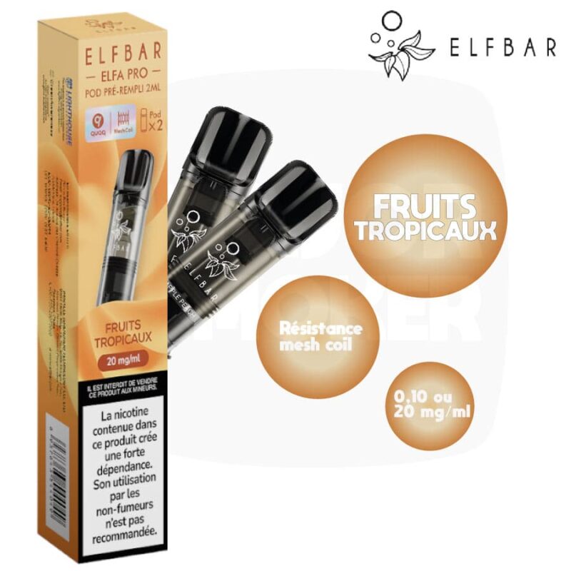 elfbar-pod-fruit-tropicaux-majormsoker.com elfbar, elfa pro, pods elfa pro, pod elfabar, elf bar rechargeable, elfbar recharge, cartouche elfbar, elfbar pro, cartouche saveur fruits tropicaux , elfbar fruits tropicaux