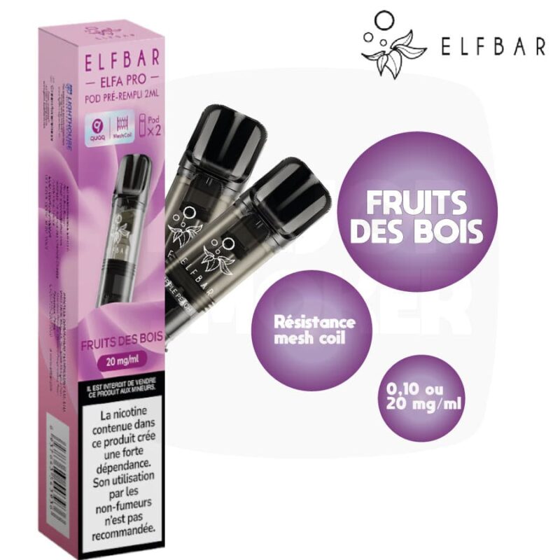 elfbar-pod-fruits-des-bois-majormsoker.com elfbar, elfa pro, pods elfa pro, pod elfabar, elf bar rechargeable, elfbar recharge, cartouche elfbar, elfbar pro, cartouche saveur fraise kiwi, elfbar fraise kiwi