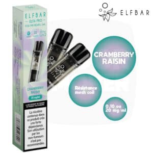 elfbar, elfa pro, pods elfa pro, pod elfabar, elf bar rechargeable, elfbar recharge, cartouche elfbar, elfbar pro, cartouche saveur cramberry raisin, elfbar cramberry raisin