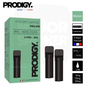 Prodigy melon, Recharge prodigy melon, Pod prodigy melon, Prodigy vape, Capsule prodigy, Pods préremplis prodigy