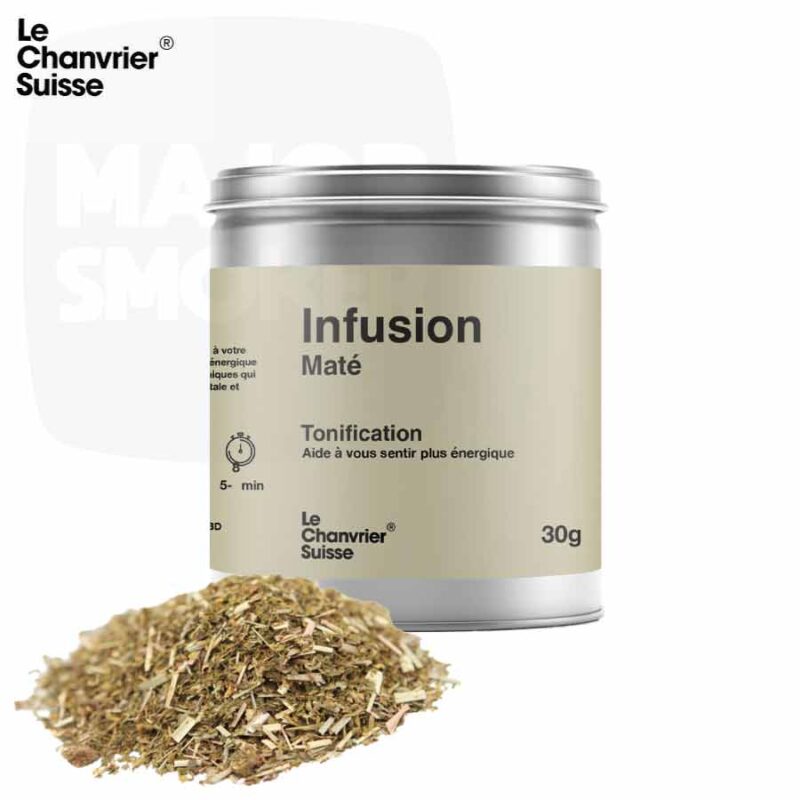 infusion-le-chanvier-Suisse-mate-Chanvre-CBD-tonification-majorsmoker.com infusion CBD, maté CBD, bienfaits du CBD, chanvre, tisane CBD, the cbd, CBD tisane, tisane au CBD, cbd infusion, le chanvrier suisse, chanvrier suisse, CBD, cbd