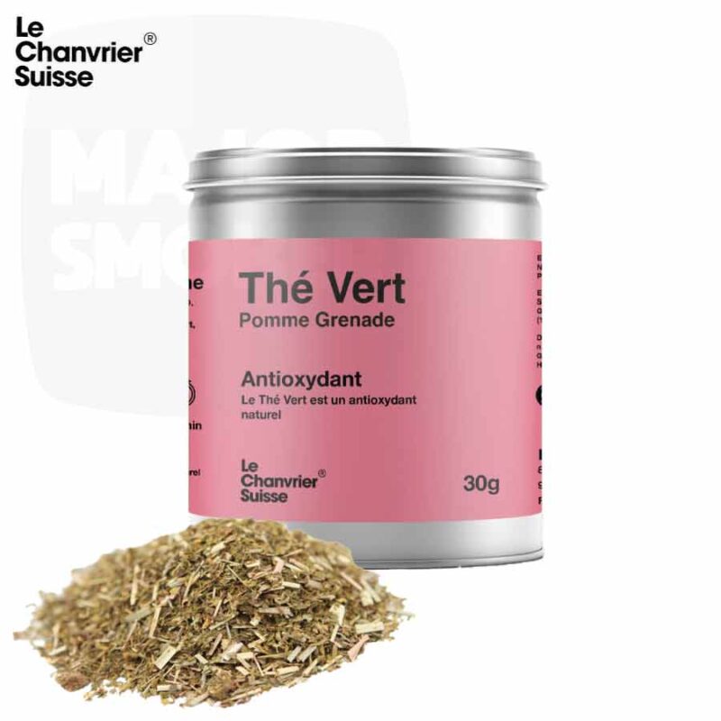 infusion-le-chanvier-Suisse-the-vert-pomme-grenade-Chanvre-CBD-anti-stress-majorsmoker.com infusion CBD, maté CBD, bienfaits du CBD, chanvre, tisane CBD, the cbd, CBD tisane, tisane au CBD, cbd infusion, le chanvrier suisse, chanvrier suisse, thé CBD, thé, CBD, the vert pomme grenade