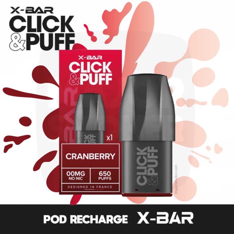 Pod-cranberry-xbar-click-and-puff-majorsmoker.com x-bar click&puff, recharge click&puff,click&puff