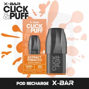 x-bar click and puff extract tobacco, extract tobacco click ans puff, pod click & puff extract tobacco