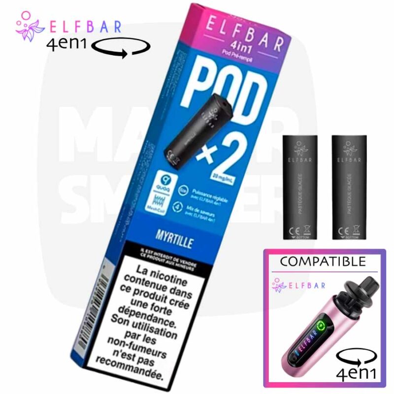 pod elfbar myrtille, puff rechargeable elfbar, puff 4 en 1, puff 4 en 1 elfbar, elfbar 4 en 1, pod elfbar, recharge elfbar, elfbar recharge,