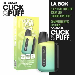 click & puff, click and puff box green river, batterie click & puff box de x-bar, click & puff box, recharges click & puff, batterie click & puff, batterie click & puff box