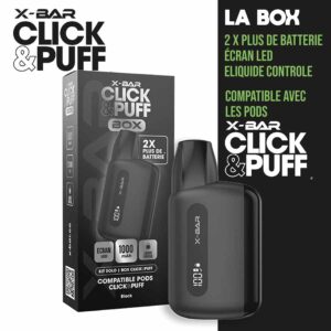 click & puff, click and puff box soft black, batterie click & puff box de x-bar, click & puff box, recharges click & puff, batterie click & puff, batterie click & puff box