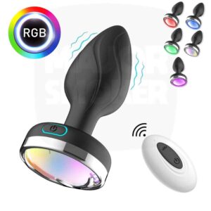 plug vibrant, plug vibran, plug avec led, plug lumineux, plug bijoux, plug noir, anal plug vibrant, anal plug