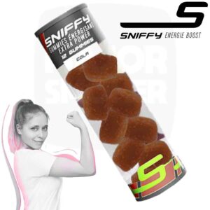 sniffy, bonbon energisant, bonbon energisant cola, bonbons energisants, sniffy france, bonbon sniffy, gummies energisants, gummies energisant sniffy