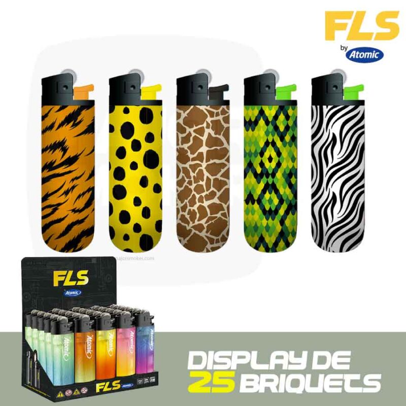 Briquets-atomic-FLS-jungle-display-50-majorsmoker.com briquet, briquet a pierre, briquet jetable, briquet atomic, briquet fls