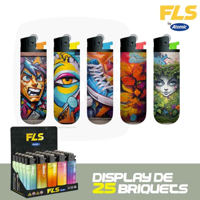 Briquets-atomic-FLS-street-display-50-majorsmoker.com briquet, briquet a pierre, briquet jetable, briquet atomic, briquet fls
