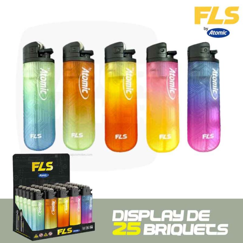 Briquets-atomic-FLS-sunset-display-50-majorsmoker.com briquet, briquet a pierre, briquet jetable, briquet atomic, briquet fls