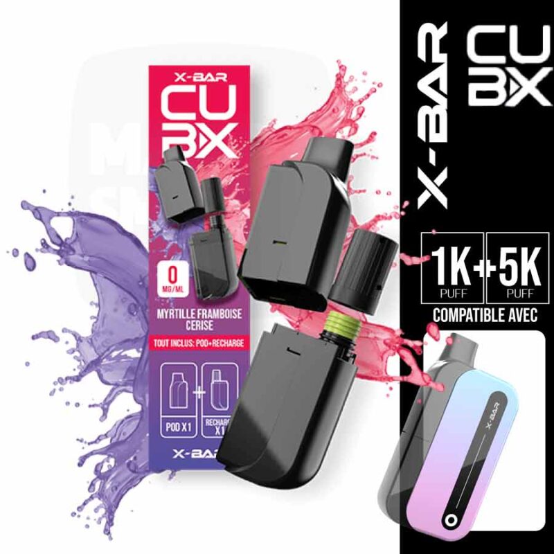 cub-x, cub-x myrtille framboise cerise, mtrtille framboise cerise, recharge x-bar, recharge cub-x, recharge myrtille framboise cerise cub-x