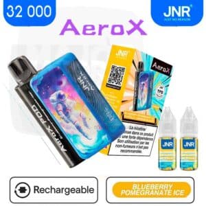 jnr 32000 blue bleberry pomegranate, jnr aero x 32 000 myrtille grenade, aero x 32 000 blueberry pomegrenate, jnr aero x