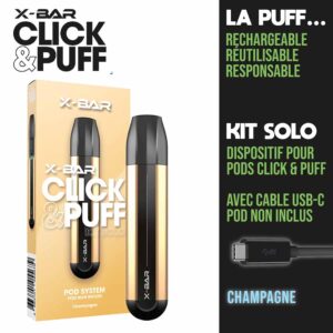 xbar click and puff, click and puff, xbar, x-bar, click and puff x-bar, puff x-bar click and puff, puff click and puff, kit colo click and puff x bar, puff rechargeable clicka nd puff, puff rechargeable click and puff champagne, puff rechargeable dorée
