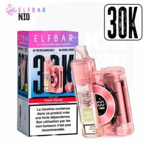 elfbar nio 30k fraise glacée, elfbar nio, achat elbar nio, elfbar puff rechargeable, elfbar 30k