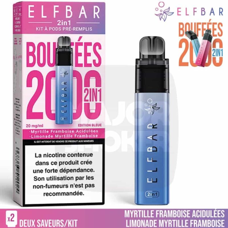 elfbar 2in1, elfbar 2en1, Kit elfbar 2in1, elfbar edition bleue 2in1, elfbar 2000 boufée, elfbar 2 in 1 starter kit, elfbar 2 in 1 kit,elfbar 2en1 kit,elfbar kit edition 2 in 1, elfbar 2in1 Myrtille Framboise Acidulées et Limonade Myrtille Framboise