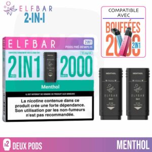 puff rechargeable, puff 2 en 1, puff 2en1, elfbar, puff elfbar, pod elfbar, recharge elfbar 2 en 1, elfbar 2en1, elfbar 2 en 1